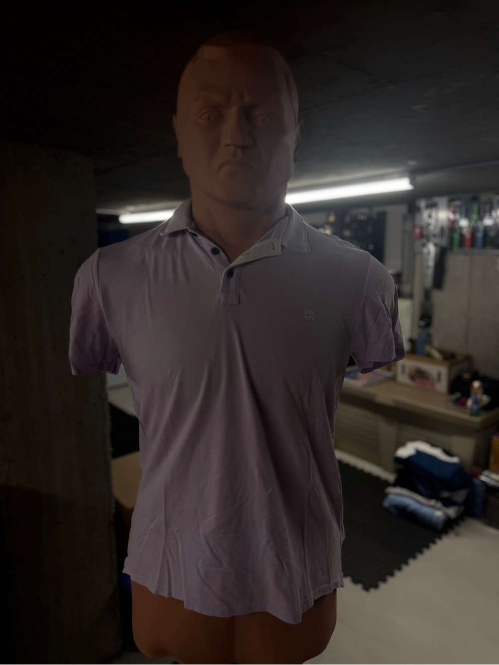 DKNY Men's Lavender Polo Shirt with Contrast Trim